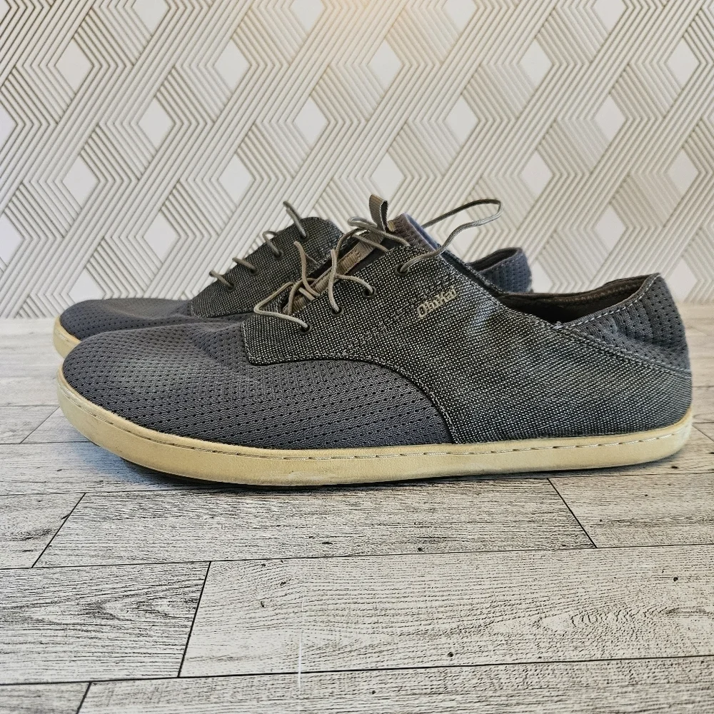 Olukai Nohea Moku Mens Size 12 Charcoal/Clay Textile Slip On Boat Shoes